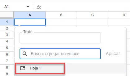 Ejemplo Insertar Enlace Paso2 en Google Sheets