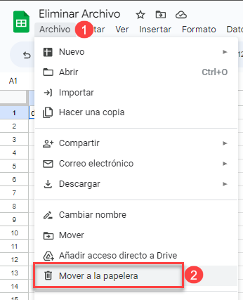 Eliminar Archivo de Google Sheets Desde Google Sheets