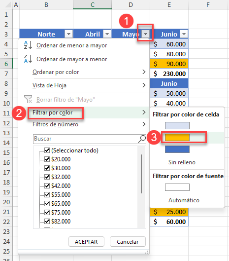 Filtrar por Color en Excel