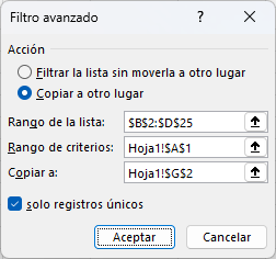 Filtro Avanzado Copiar Registros Únicos