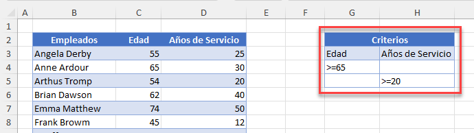 Filtro Avanzado por Varios Criterios O