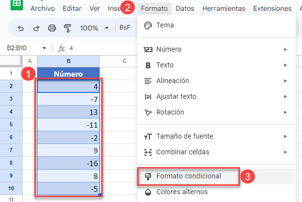 Formato Condicional en Google Sheets