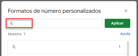 Formato de Número Miles en Google Sheets