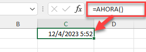 Función Ahora en Excel
