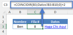 Función COINCIDIR en Excel