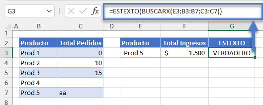 Función ESTEXTO BUSCARX