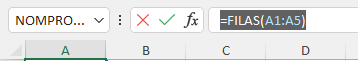 Función Filas en Excel