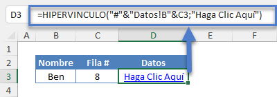 Función HIPERVINCULO COINCIDIR Desglosada en Excel