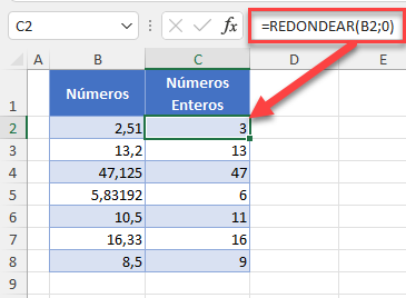 Función REDONDEAR en Excel