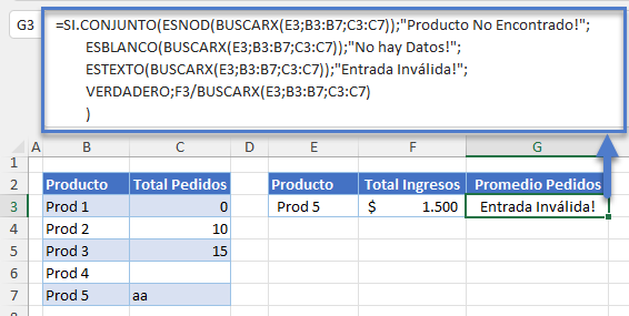 Función SI CONJUNTO BUSCARX