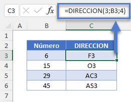 Funciones DIRECCION en Excel