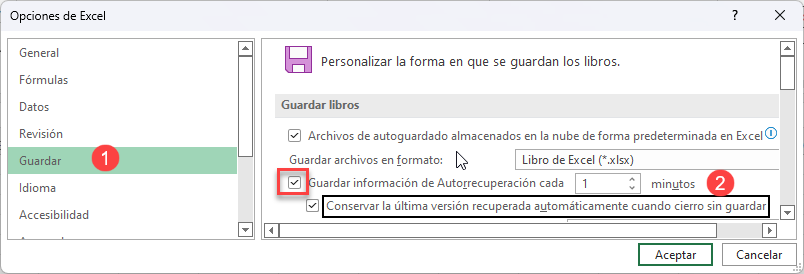 Guardar Información de Autorecuperación Cada Minuto