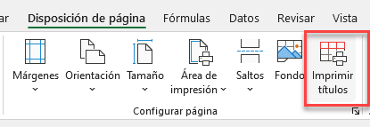 Imprimir Títulos en Excel