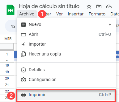 Imprimir en Google Sheets