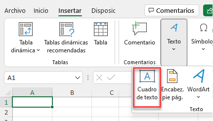 Insertar Cuadro de Texto en Excel