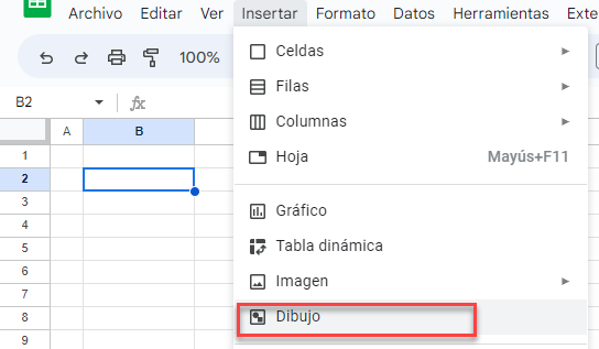 Insertar Dibujo en Google Sheets