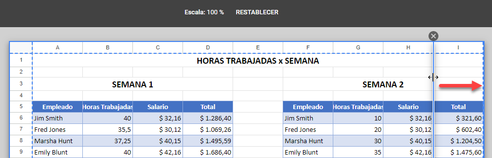 Insertar Saltos de Página en Columnas en Google Sheets