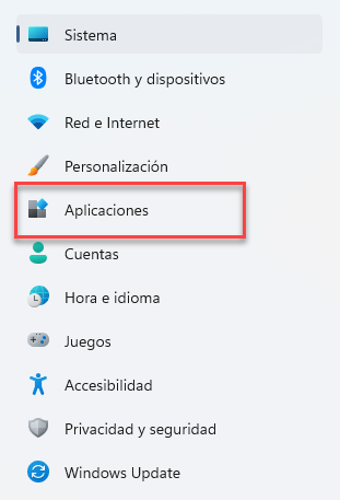 Menú Aplicaciones de Windows