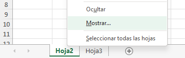 Mostrar Hojas en Excel