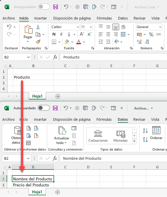 Muestra de Archivos Desvinculados en Excel
