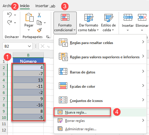 Nueva Regla Formato Condicional en Excel