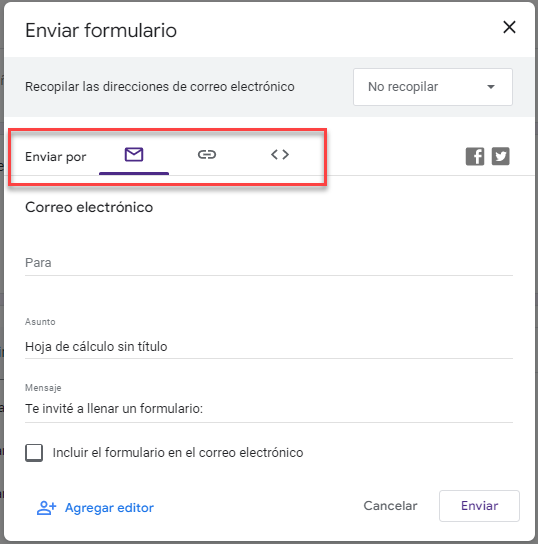 Opciones de Envío de Formulario en Google Forms