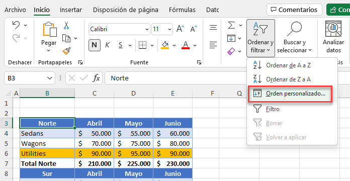 Orden Personalizado en Excel