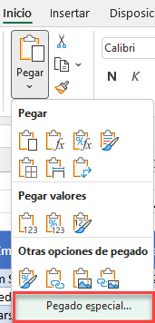 Pegado Especial en Excel