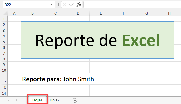 Portada en Excel
