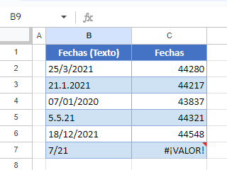 Resultado Copiar Función FECHANUMERO en Google Sheets