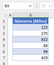 Resultado Formatear en Miles en Excel