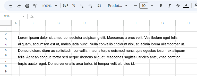 Resultado Insertar Cuadro de Texto en Google Sheets