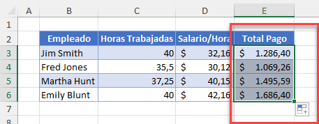 Resultados con Cálculo Automático Activado en Excel