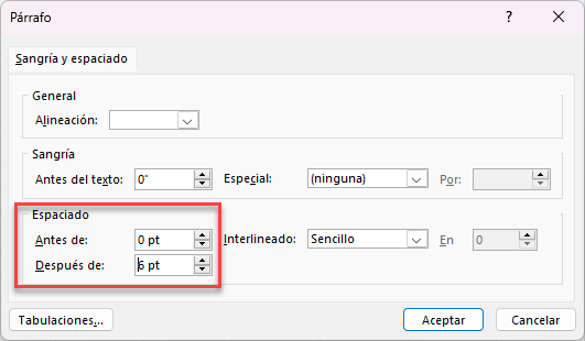 Sangría y Espaciado de Párrafo