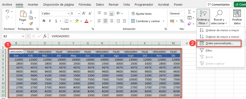 Seleccionar y Ordenar Tabla en Excel