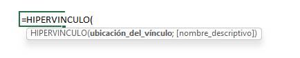 Sintaxis Función HIPERVINCULO en Excel