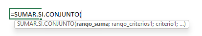 Sintaxis Función Sumar Si Conjunto en Excel