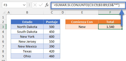 Sumar Si el Texto Comienza Con Ref Relativa en Excel