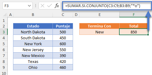 Sumar Si el Texto Termina Con en Excel