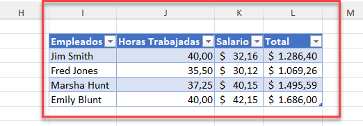 Tabla Movida en Excel