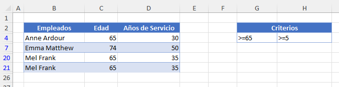 Tabla de Datos Filtrada por Varios Criterios