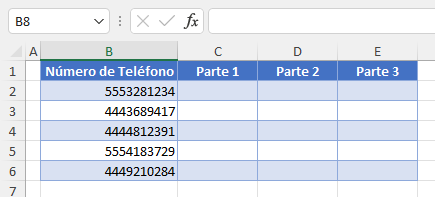 Tabla de Datos con Números de Teléfonos