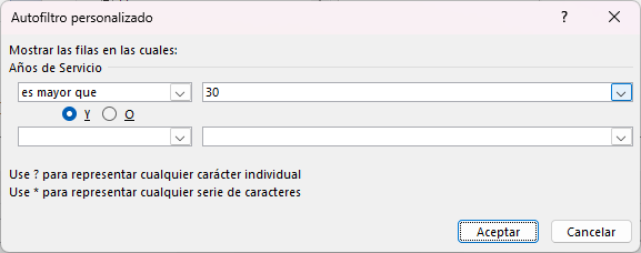 Ventana Autofiltro Personalizado Filtrar por Mayor Que