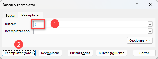 Ventana Buscar y Reemplazar en Excel