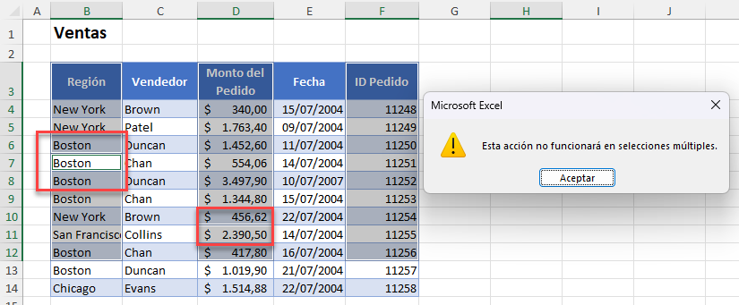 Ventana Error Copiar en Selecciones Múltiples Ej2