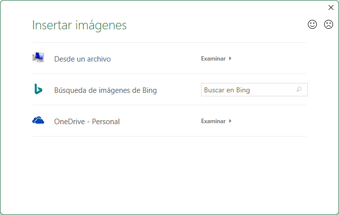 Ventana Insertar Imágenes en Excel