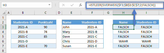 bedingte Formatierung sverweis istleer detaillierte formel