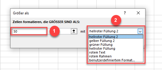 bedingte formatierung vergleichswert festlegen