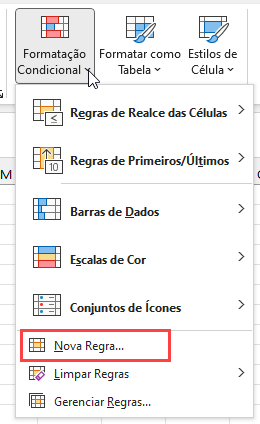 formatacao condicional nova regra