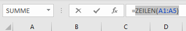 gesamtanzahl zellen in bereich ZEILEN funktion